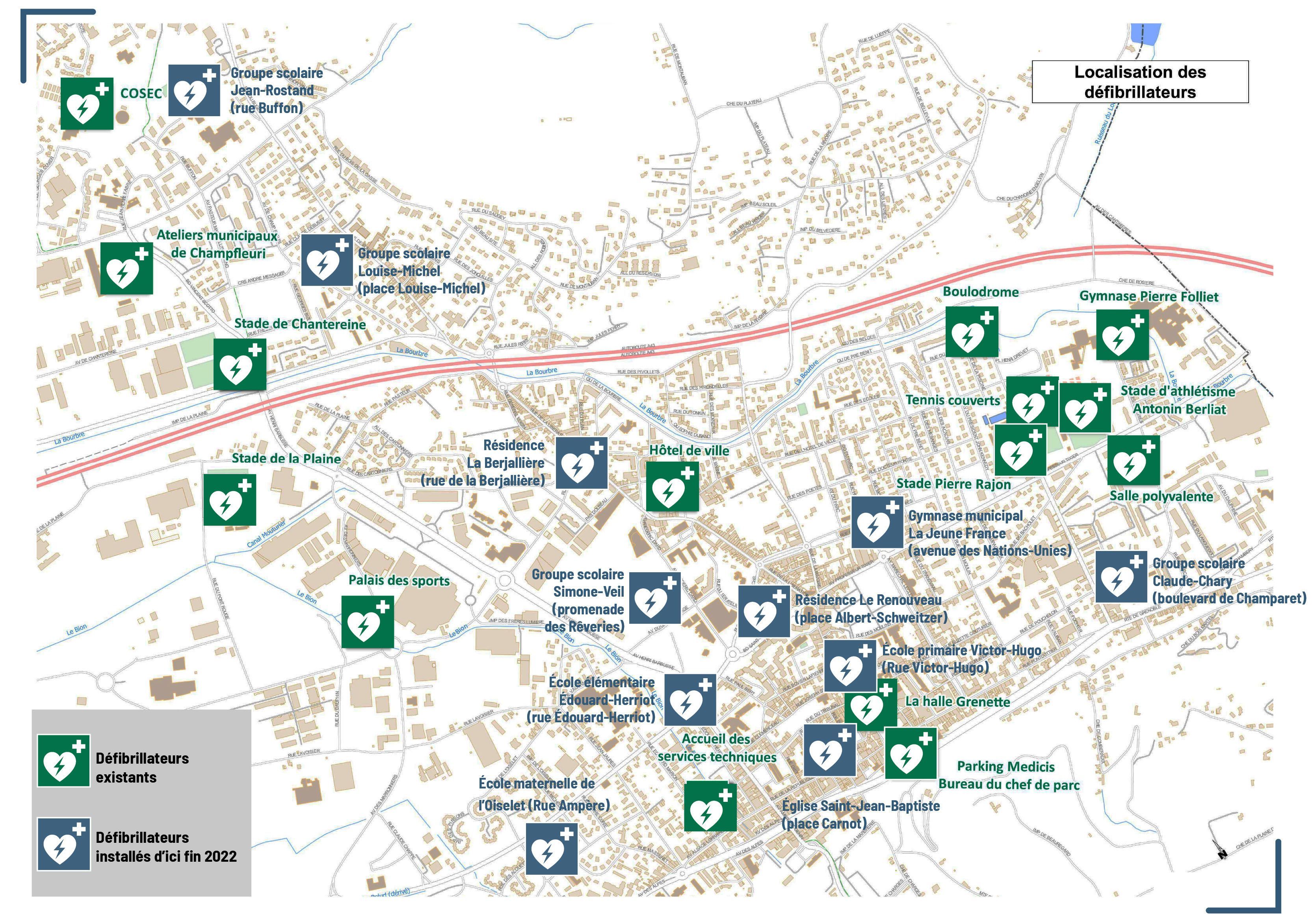 carte defibrilateurs pour site